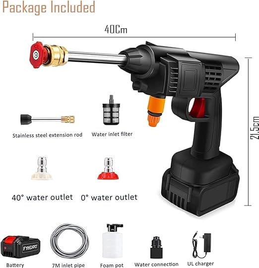 48V Rechargeable High Pressure Washer - Wireless Water Spray Gun for Car, Bike & Garden Cleaning | Adjustable Nozzle & Hose Pipe Included